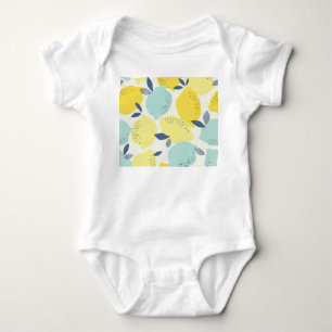Zitrusfrüchte, lebendiges, nahtloses Muster. Baby Strampler