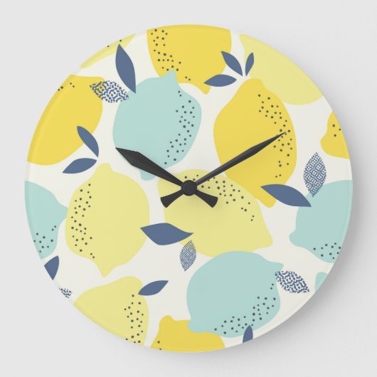 Zitrusfrüchte, lebendiges, nahtloses Muster. Große Wanduhr (Vorderseite)