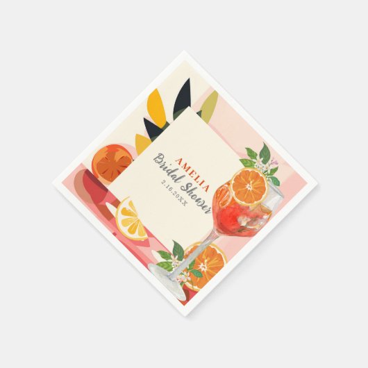 Zitrusfrüchte-Liebe im ersten Spritz-Brautparty Serviette (Ecke)