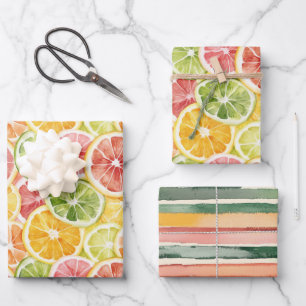 Zitrusfrüchte Limette Zitrone Orange Brautparty Geschenkpapier Set