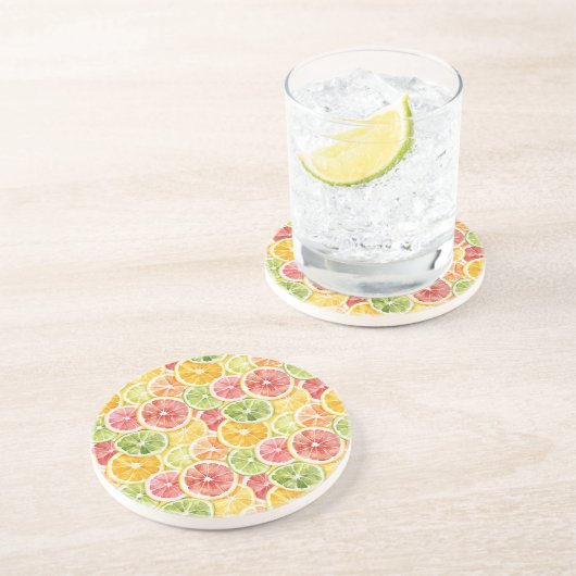 Zitrusfrüchte Limette Zitrone Orange Grapefruit Getränkeuntersetzer (Seite)
