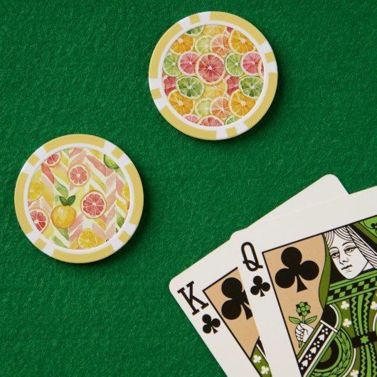 Zitrusfrüchte Limette Zitrone Orange Grapefruit Pokerchips (Pokertisch (doppelt))