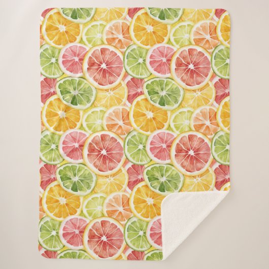 Zitrusfrüchte Limette Zitrone Orange Grapefruit Sherpadecke (Vorderseite)