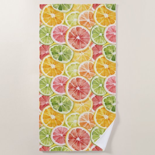 Zitrusfrüchte Limette Zitrone Orange Grapefruit Strandtuch (Vorderseite)