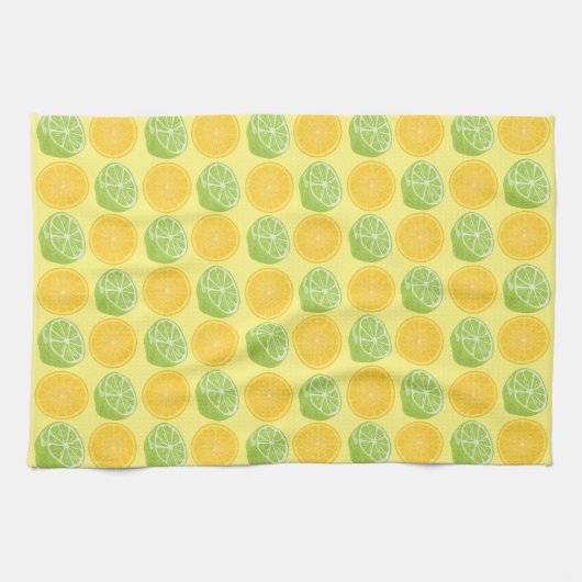 Zitrusfrüchte Limonen und Zitronen Muster gelb Geschirrtuch (Horizontal)