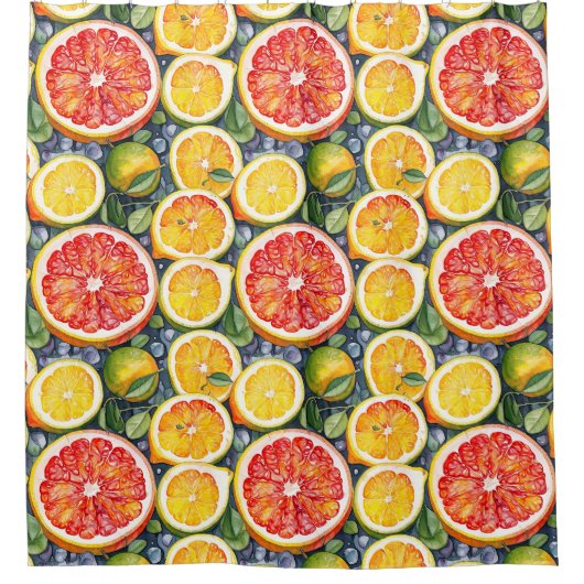 Zitrusfrüchte, Limonen und Zitronenfrüchte Duschvorhang (Vorderseite)