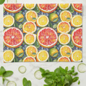 Zitrusfrüchte, Limonen und Zitronenfrüchte Geschirrtuch (Gefaltet)
