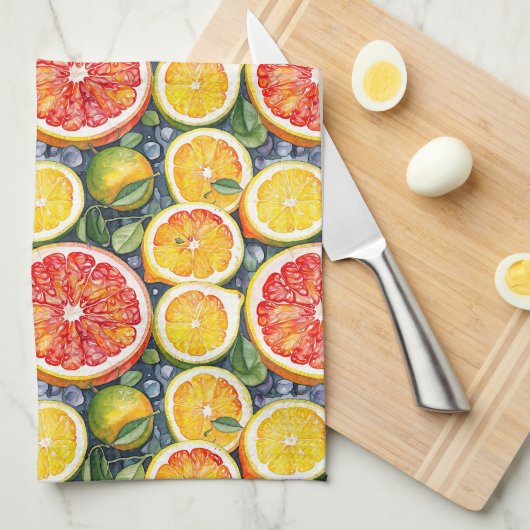Zitrusfrüchte, Limonen und Zitronenfrüchte Geschirrtuch (Viertel Falte)