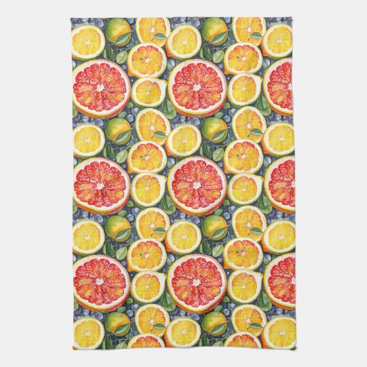 Zitrusfrüchte, Limonen und Zitronenfrüchte Geschirrtuch (Vertikal)