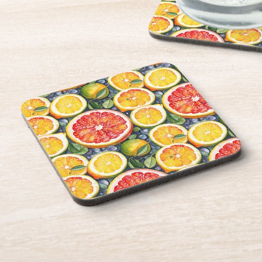 Zitrusfrüchte, Limonen und Zitronenfrüchte Getränkeuntersetzer (Linke Seite)