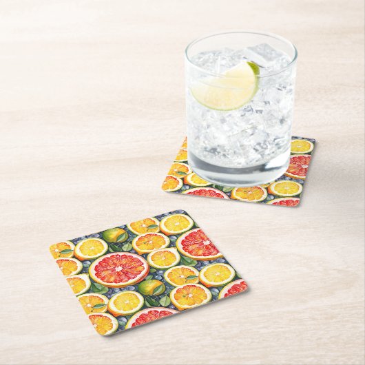 Zitrusfrüchte, Limonen und Zitronenfrüchte Rechteckiger Pappuntersetzer (Vor Ort)