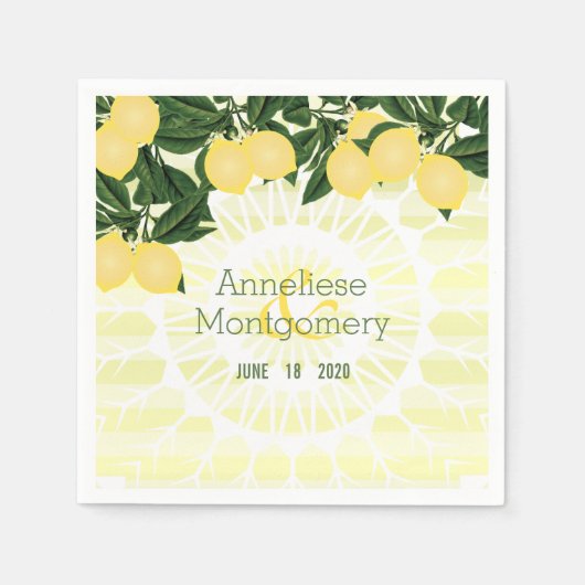 Zitrusfrüchte mit Streifen - Hochzeit Serviette (Vorderseite)