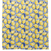 Zitrusfrüchte Mittelmeer Blauer Ton Duschvorhang (Vorderseite)