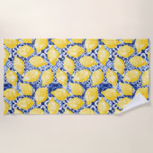 Zitrusfrüchte Mittelmeer Blauer Ton Strandtuch (Vorderseite)