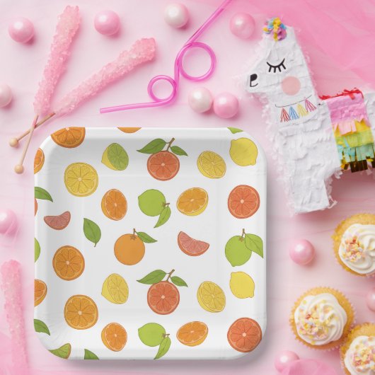 Zitrusfrüchte-Motiv Pappteller (Party)