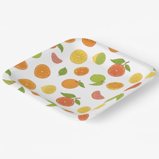 Zitrusfrüchte-Motiv Pappteller (Gewinkelt)