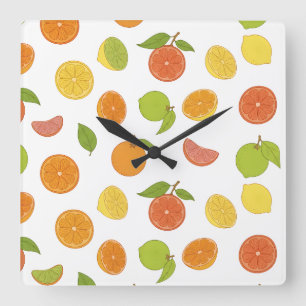 Zitrusfrüchte-Motiv Quadratische Wanduhr