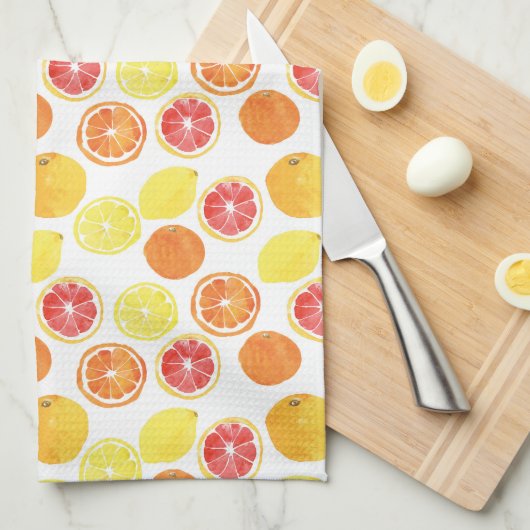 Zitrusfrüchte-Muster Geschirrtuch (Viertel Falte)