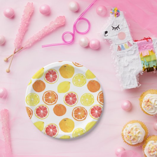 Zitrusfrüchte-Muster Pappteller (Party)