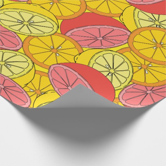 Zitrusfrüchte nahtlos Muster viele Orangen, Zitron Geschenkpapier (Ecke)