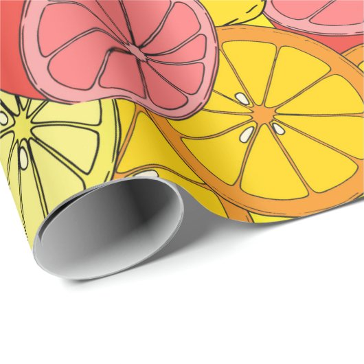 Zitrusfrüchte nahtlos Muster viele Orangen, Zitron Geschenkpapier (Rolleneckpunkt)