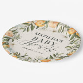 Zitrusfrüchte, Orange + Blüte Babydusche Party Dek Pappteller (Schrägansicht)