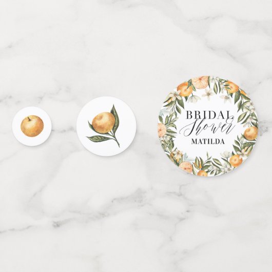 Zitrusfrüchte, orangefarbene Blüten Brautparty Par Konfetti (Vorderseiten)