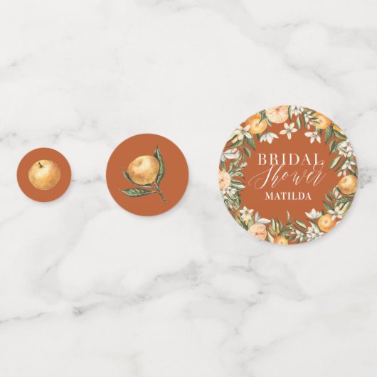 Zitrusfrüchte, orangefarbene Blüten Brautparty Par Konfetti (Vorderseiten)