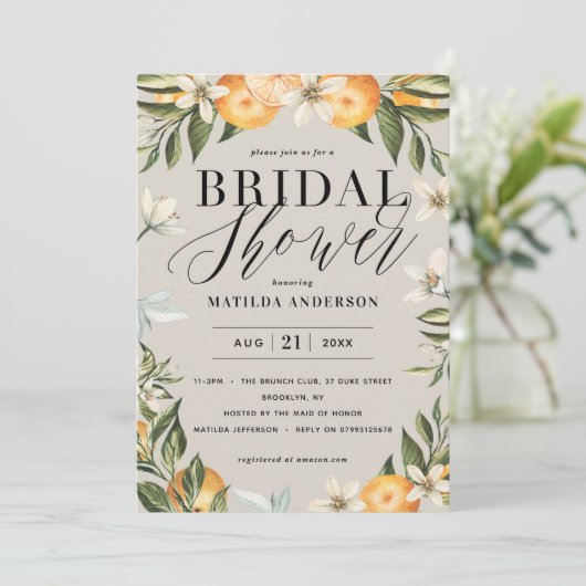 Zitrusfrüchte, Orangen, Blüten Brautparty Party (Stehend Vorderseite)