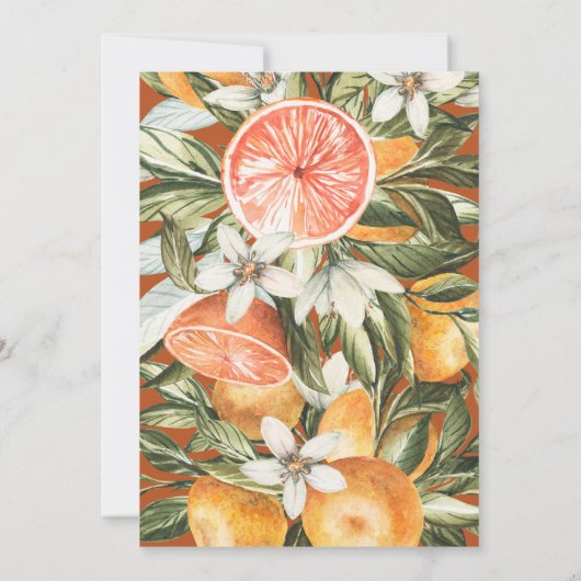 Zitrusfrüchte, Orangen, Blüten Brautparty Party (Rückseite)