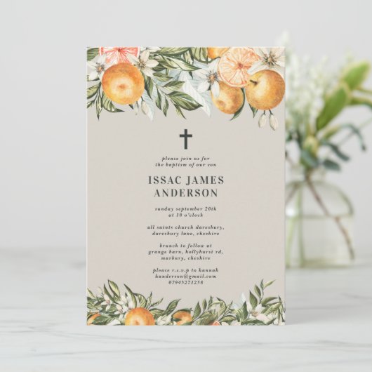 Zitrusfrüchte, Orangen + Blüten Taufe (Stehend Vorderseite)