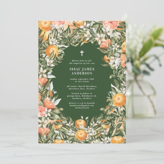 Zitrusfrüchte, Orangen + Blüten Taufe (Stehend Vorderseite)