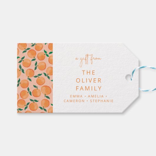 Zitrusfrüchte Orangen Individuelle Name aus Geschenkanhänger (Vorderseite (Horizontal))