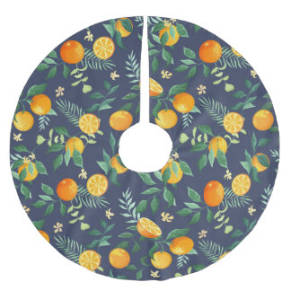 Zitrusfrüchte: Orangen mit tropischem Flair Polyester Weihnachtsbaumdecke