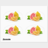 Zitrusfrüchte Ovaler Aufkleber (Blatt)