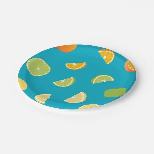 Zitrusfrüchte Pappteller (Schrägansicht)