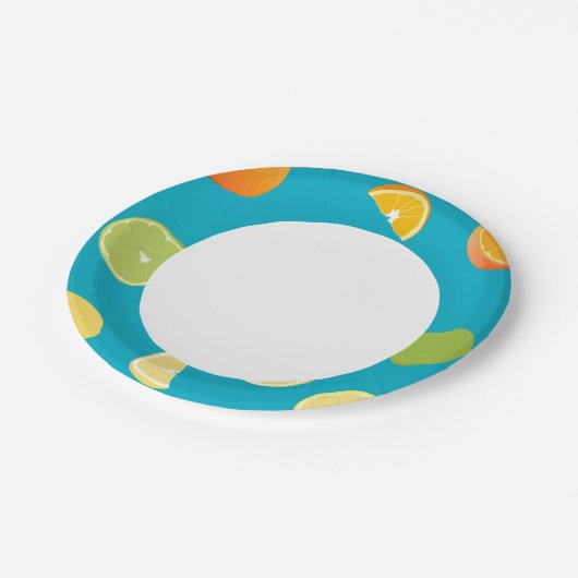 Zitrusfrüchte Pappteller (Schrägansicht)