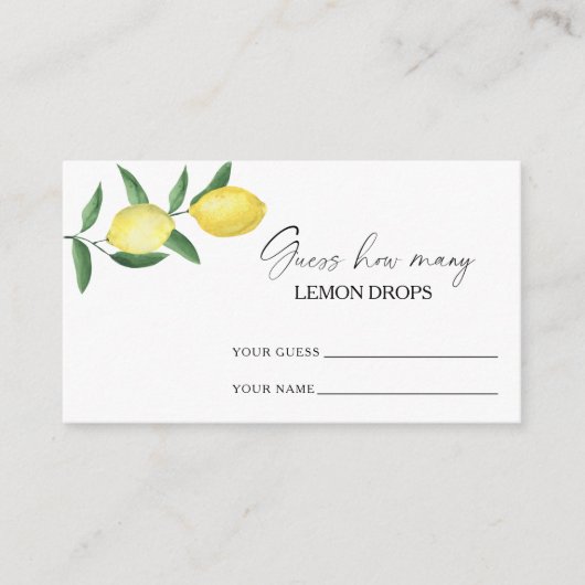 Zitrusfrüchte - raten Sie, wie viele Zitronentropf Begleitkarte (Vorderseite)