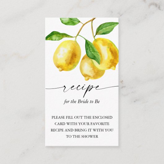 Zitrusfrüchte-Rezept für die Braut Begleitkarte (Vorderseite)