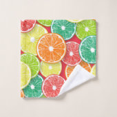 Zitrusfrüchte-Scheiben Pop Art 2 Badhandtuch Set (Waschlappen)