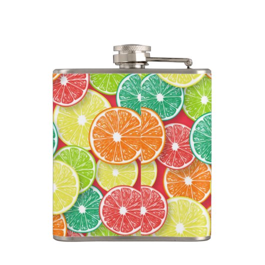 Zitrusfrüchte-Scheiben Pop Art 2 Flachmann (Rückseite)