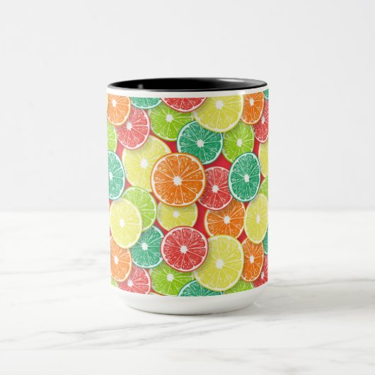 Zitrusfrüchte-Scheiben Pop Art 2 Tasse (Zentrum)
