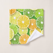 Zitrusfrüchte-Scheiben Pop Art 3 Badhandtuch Set (Waschlappen)