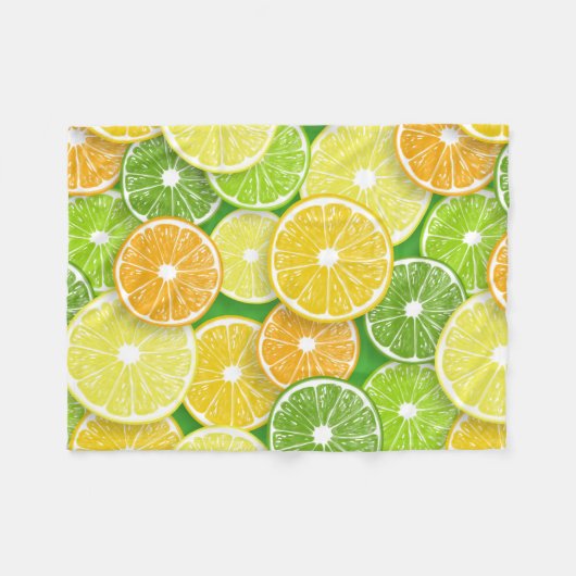 Zitrusfrüchte-Scheiben Pop Art 3 Fleecedecke (Vorderseite (Horizontal))