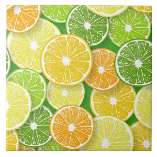 Zitrusfrüchte-Scheiben Pop Art 3 Fliese (Vorderseite)