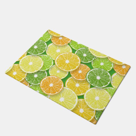 Zitrusfrüchte-Scheiben Pop Art 3 Fußmatte (Schrägansicht)