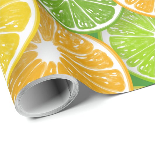 Zitrusfrüchte-Scheiben Pop Art 3 Geschenkpapier (Rolleneckpunkt)
