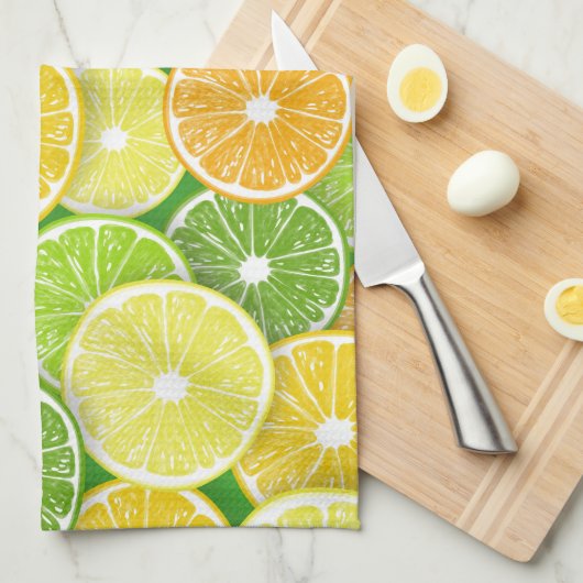 Zitrusfrüchte-Scheiben Pop Art 3 Geschirrtuch (Viertel Falte)