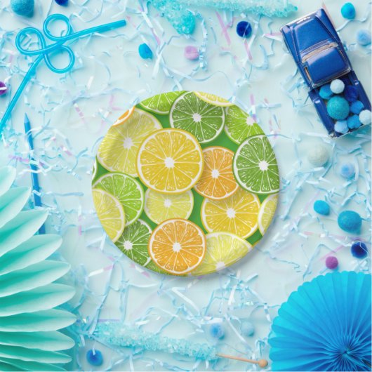 Zitrusfrüchte-Scheiben Pop Art 3 Pappteller (Party)