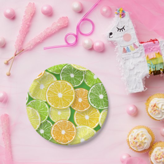 Zitrusfrüchte-Scheiben Pop Art 3 Pappteller (Party)
